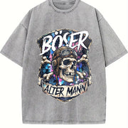 Boxer Skull Vintage Washed T-Shirt in Gray