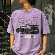 Porsche 911 GT3 Vintage Washed T-Shirt in Purple