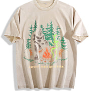 National Parks After Dark Sarcastic Bigfoot Alien Novelty Vintage Washed T-Shirt in Beige