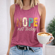 Nope Not Today Women's Color Cotton Tank Top in Red