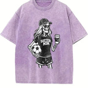 Soccer Mom Skeleton Vintage Washed T-Shirt in Purple