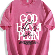 Christian God Has a Plan (Jeremiah 29:11) Front & Back Vintage Washed T-Shirt in Red