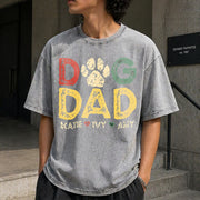 Dog Dad Personalized Pet Vintage Washed T-Shirt in Gray
