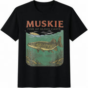 Muskie Fishing: Angler Cotton T-Shirt in Black