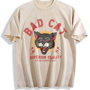 BAD CAT Vintage Washed T-Shirt in Beige