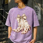 Cowgirl Chinoiserie Floral Boot Vintage Washed T-Shirt in Purple