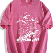 Mountain Goat Retro 90s Vintage Washed T-Shirt in Red