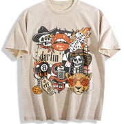 Cowgirl Western Trendy vintage washed oversized T-shirt in Beige