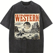 Western Wanderlust 90s Vintage Washed T-Shirt in Black