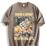 Tiger Lover Tiger at the Zoo Vintage Washed T-Shirt in Brown