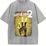 Left 4 Dead 2 Grunge Opium Y2K Tapout Amity Affliction Vintage Washed T-Shirt in Gray
