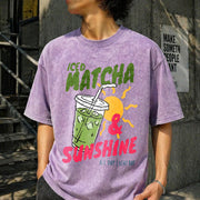 Iced Matcha Sunshine Vintage Washed T-Shirt in Purple