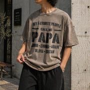 Custom Papa Personalized Grandpa from Grandkids Vintage Washed T-Shirt in Brown