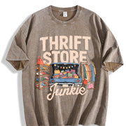 Thrift Store a for Secondhand Enthusiasts Vintage Washed T-Shirt in Brown