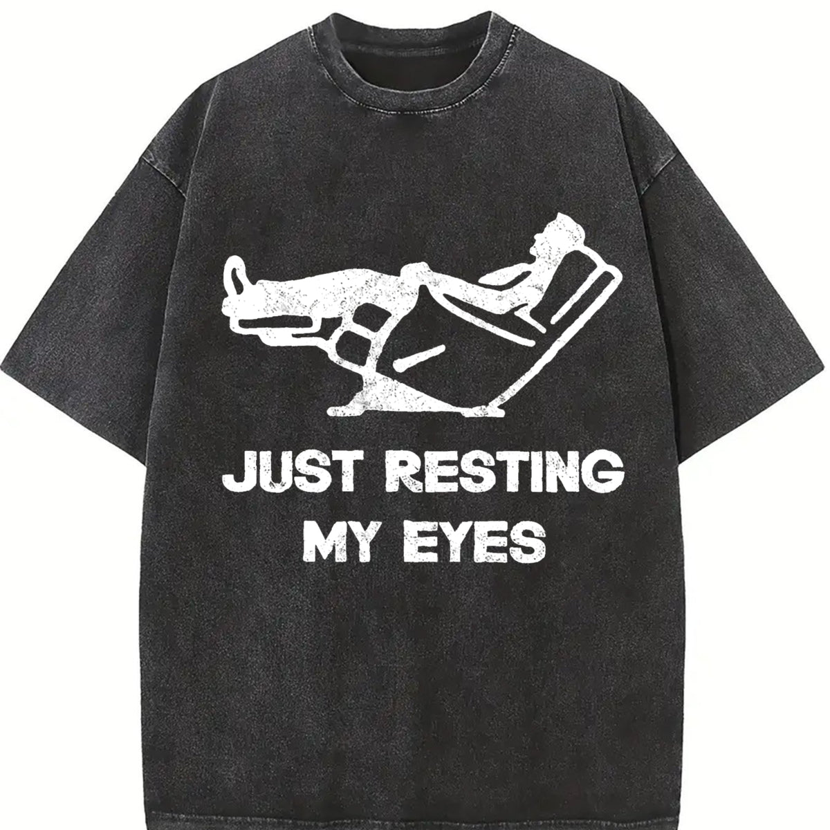 Just Resting My Eyes Sarcastic for Dad Joke Classic Dad Vintage Washed T-Shirt in Black