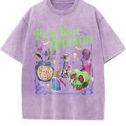 Pick Your Poison Halloween Potions vintage washed oversized T-shirt in Purple