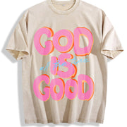 God Is Good All the Time Vintage Washed T-Shirt in Beige