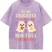 To My Daughter You Make My Heart Boo-tiful Vintage Washed T-Shirt in Purple