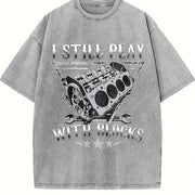 I Still Play with Blocks Vintage Washed T-Shirt in Gray