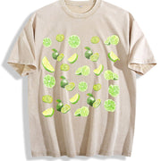 Limes 90s Retro ® Y2k Lime Vintage Washed T-Shirt in Beige