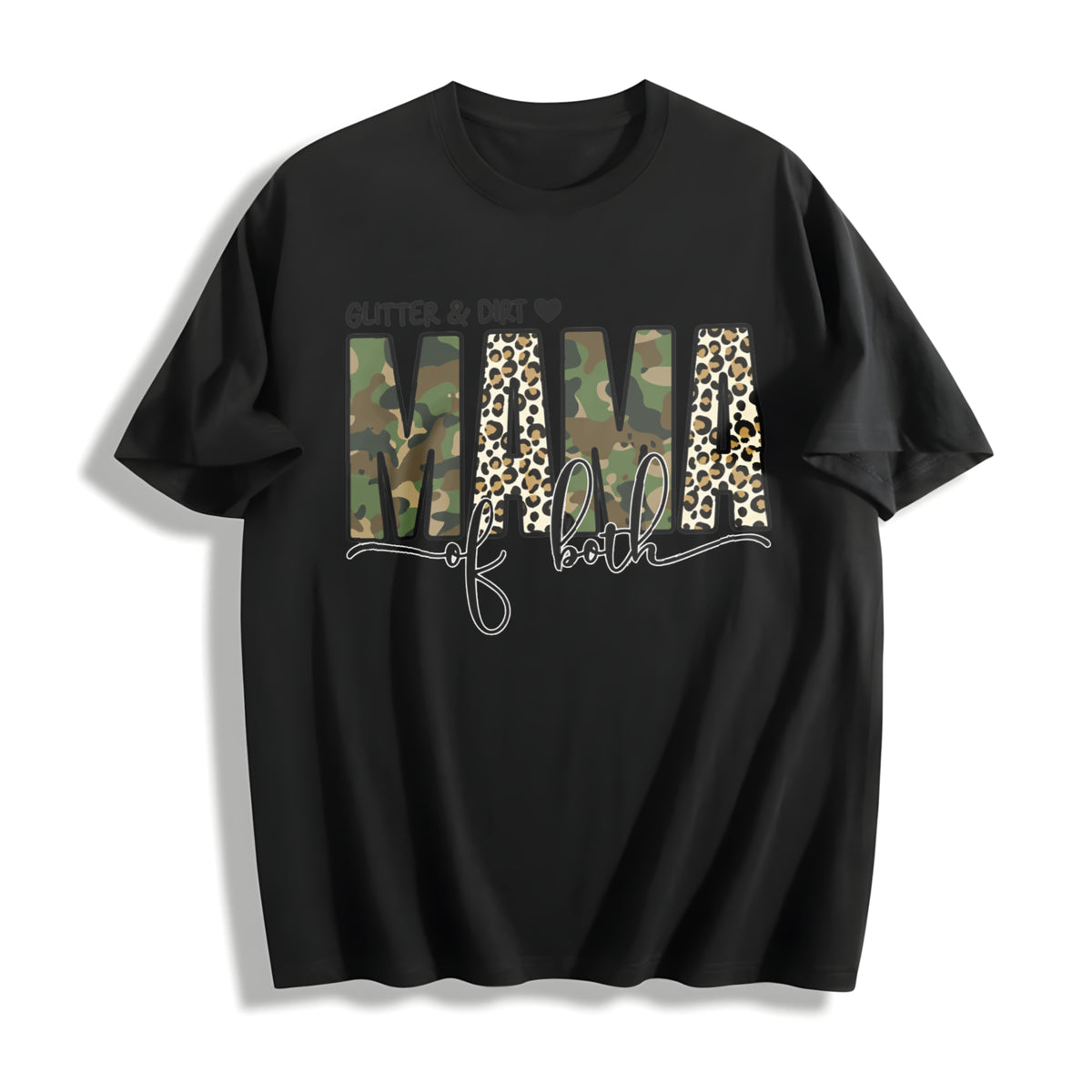 Glitter and Dirt Mama Of Cotton T-Shirt in Black