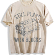 Still Plays with Blocks Vintage Washed T-Shirt in Beige