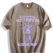 Retro Goat I Have to Scream Now 90's Vintage Washed T-Shirt in Brown