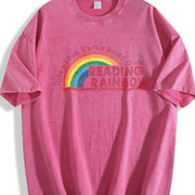 Take a Look It's in a Book Reading Rainbow vintage washed oversized T-shirt in Red