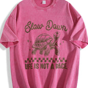 Retro Sarcastic Turtle 90s Vintage Washed T-Shirt in Red