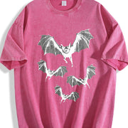 Bat Gothic Batik Vintage Washed T-Shirt in Red