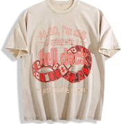 At 80 Full Deck Shuffle Slower Vintage Washed T-Shirt in Beige