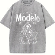 Modelo Fishing Spirit Vintage Washed T-Shirt in Gray