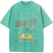 Belle's Book Club Retro Tale as Old as Time Vintage Washed T-Shirt in Blue