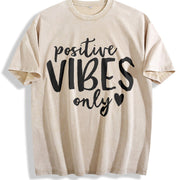 Positive Vibes Only Good Vibes Only Positive Vibes Only Vintage Washed T-Shirt in Beige