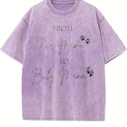 From Fur Mama To Baby Mama Pregnancy Announcement vintage washed oversized T-shirt in Purple
