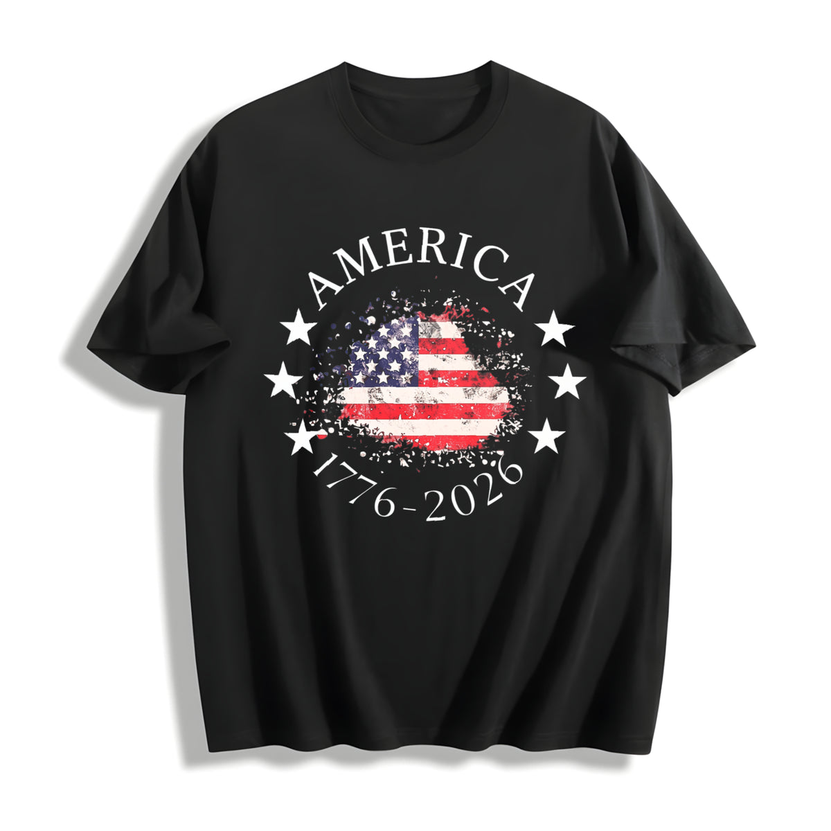 250th Anniversary of USA Bella Canvas V-neck Cotton T-Shirt in Black