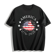 250th Anniversary of USA Bella Canvas V-neck Cotton T-Shirt in Black