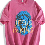Jesus Is King Lion Vintage Washed T-Shirt in Red