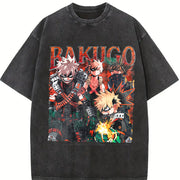 Limited Bakugo Katsuki Vintage Washed T-Shirt in Black