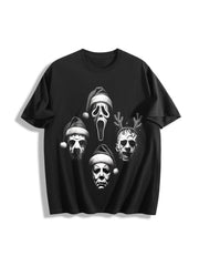 Horror Movie Christmas Cotton T-Shirt in Black