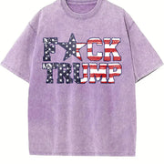 Fuck Trump USA Flag Vintage Washed T-Shirt in Purple