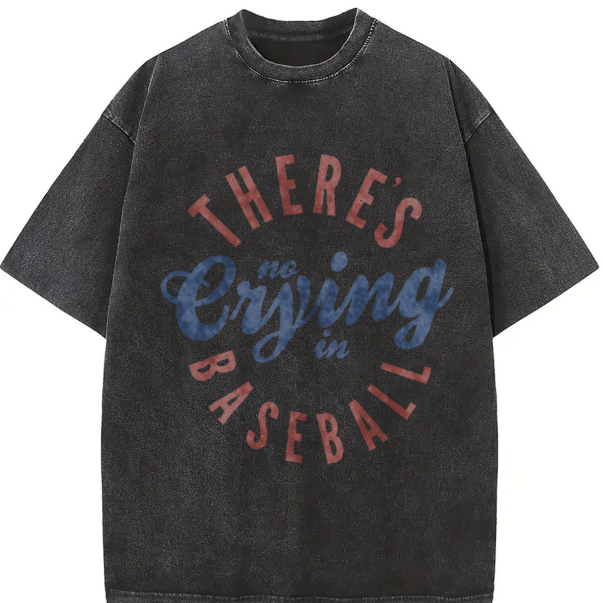 There’s No Crying in Baseball Mom Vintage Washed T-Shirt in Black