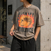 I Crave Violence Hippo Vintage Washed T-Shirt in Brown