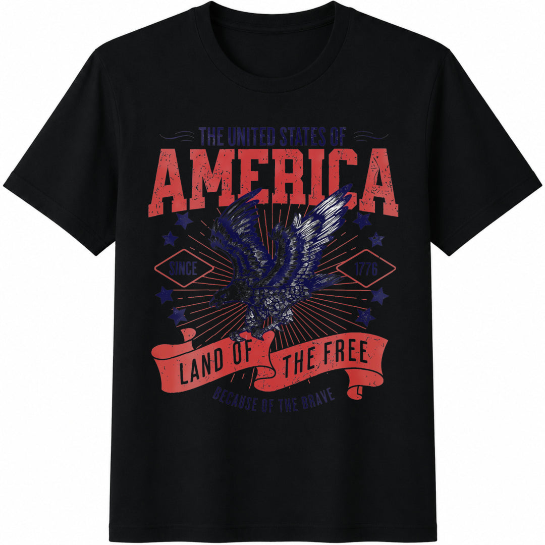 United States of America Since 1776 Cotton T-Shirt in Black