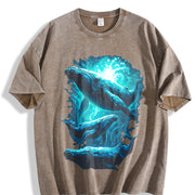 Retro ® Whale Marine Whale Ocean Lovers Vintage Washed T-Shirt in Brown