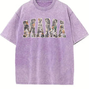 Hunting Mama Camo Mama Mother's Day vintage washed oversized T-shirt in Purple