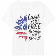 Land of the Free Because of the Brave Sunflower Cotton T-Shirt in White
