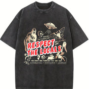 Respect The Locals Cryptids Folklure Bigfoot Alien vintage washed oversized T-shirt in Black