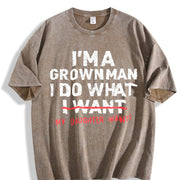Dad Father I'm a Grown Man I Do What My Daughter Wants Vintage Washed T-Shirt in Brown