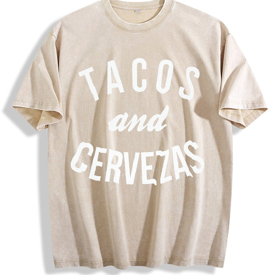 Tacos and Cervezas for Sarcastic Humor Classic Cinco De Vintage Washed T-Shirt in Beige